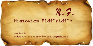 Miatovics Flórián névjegykártya